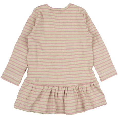 Petit Piao Bright Rose/Dark Off White Dress L/S Modal Striped