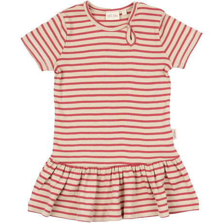 Petit Piao Light Berry/Dark Off White Dress S/S Modal Striped