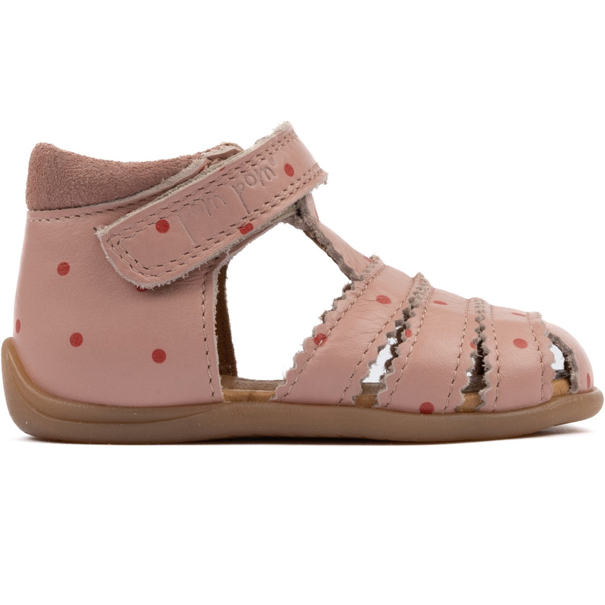 Pom Pom Old Rose Dot Starters™ Scallop Velcro Sandal