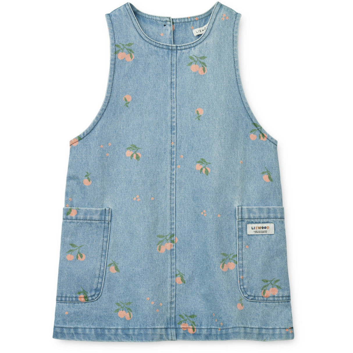 LIEWOOD Peach / Light Blue Denim Angelica Printed Denim Dress