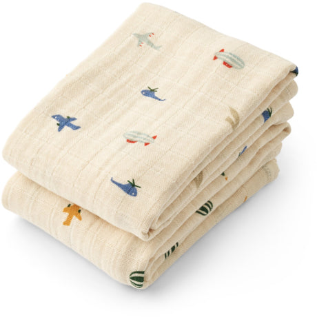 LIEWOOD Aviator / Ecru Lewis Muslin Cloth 2-Pack