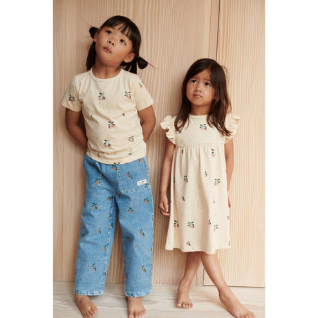 LIEWOOD Peach / Light Blue Denim Cesar Printed Denim Pants