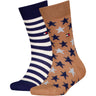 Tommy Hilfiger Classic Khaki/Blue Kids Socks 2-Pack Stars And Stripes