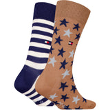 Tommy Hilfiger Classic Khaki/Blue Kids Socks 2-Pack Stars And Stripes