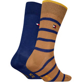 Tommy Hilfiger Classic Khaki/Blue Kids Socks 2-Pack Breton Stripe