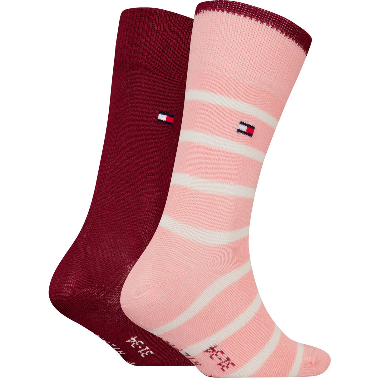 Tommy Hilfiger Soft Pink/Rouge Kids Socks 2-Pack Breton Stripe