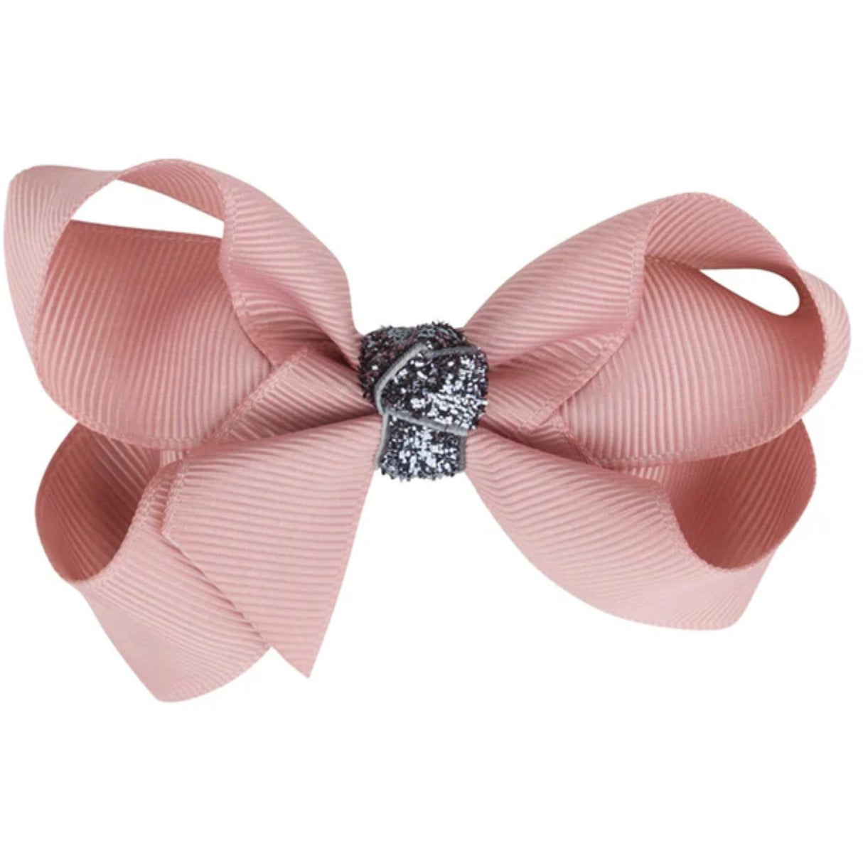 Bow's by Stær Klassisk Bow - Antique Rose/Grå Glitter - 8 cm