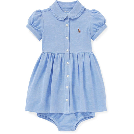 Ralph Lauren Baby Solid Oxford Dress & Bloomers Harbour Island Blue