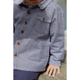 COPENHAGEN COLORS Navy Stripe Striped Twill Jacket W Pockets