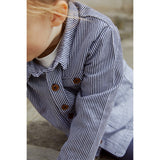 COPENHAGEN COLORS Navy Stripe Striped Twill Jacket W Pockets