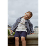 COPENHAGEN COLORS Navy Stripe Striped Twill Jacket W Pockets