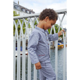 COPENHAGEN COLORS Navy Stripe Striped Twill Jacket W Pockets