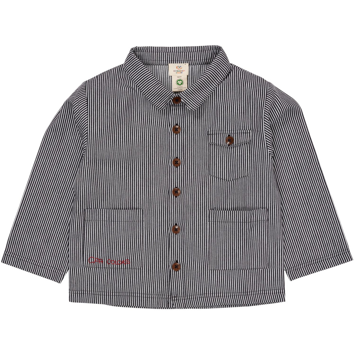 COPENHAGEN COLORS Navy Stripe Striped Twill Jacket W Pockets