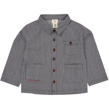 COPENHAGEN COLORS Navy Stripe Striped Twill Jacket W Pockets