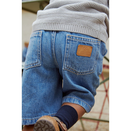 COPENHAGEN COLORS Lt Blue Indigo Washed Organic Wide Leg Denim Shorts