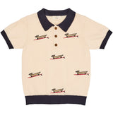 COPENHAGEN COLORS Cream/Navy Comb. Polo W. Embroidery