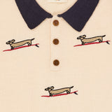 COPENHAGEN COLORS Cream/Navy Comb. Polo W. Embroidery