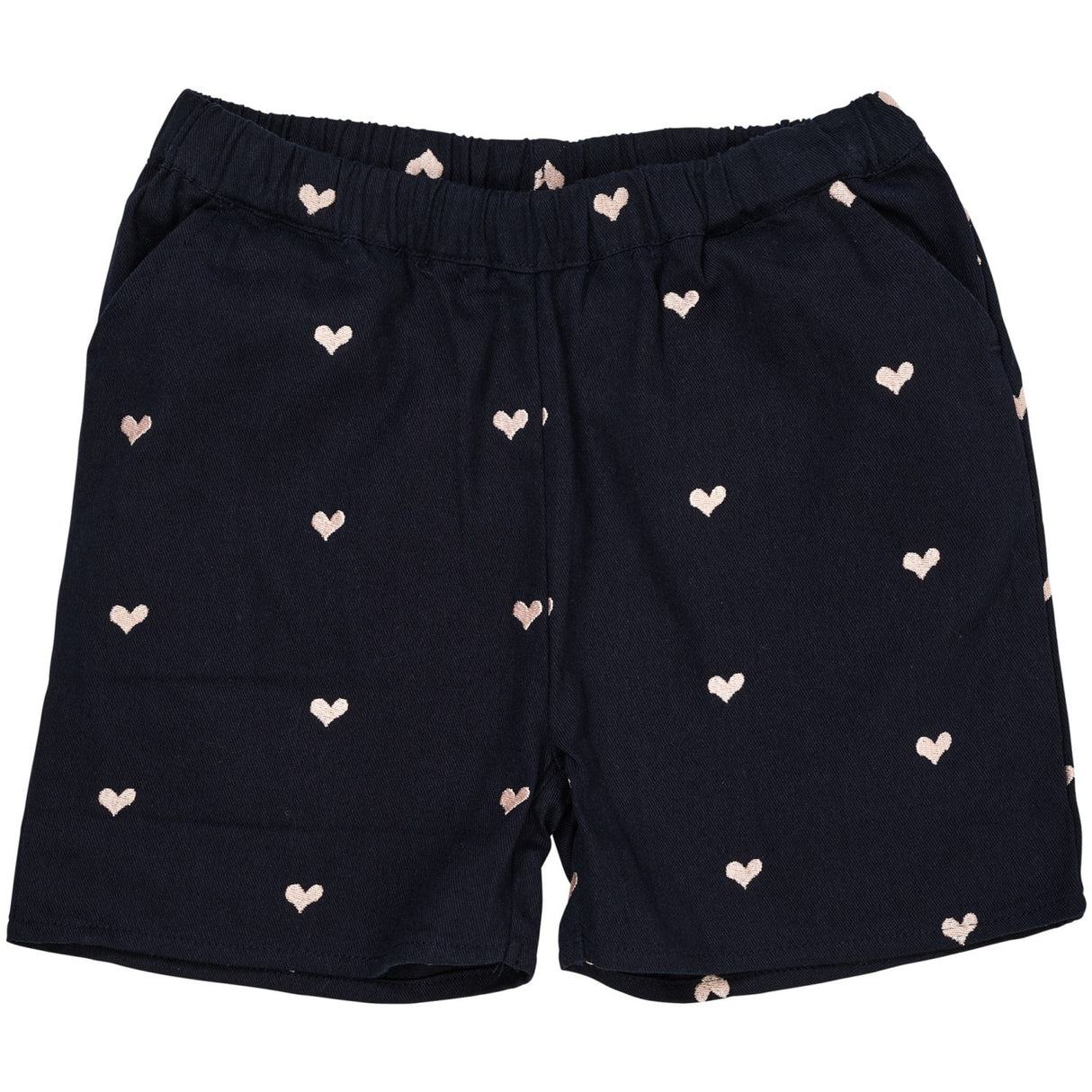 COPENHAGEN COLORS Navy W. Soft Pink Hearts Twill Heart Shorts