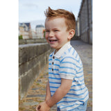 COPENHAGEN COLORS Sky Blue Stripe Pique Stripe Poloshirt