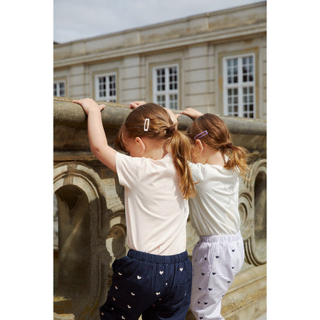 COPENHAGEN COLORS Navy W. Soft Pink Hearts Twill Heart Pants