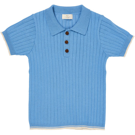 COPENHAGEN COLORS Sky Blue/Cream Comb. Rib Knitted Polo