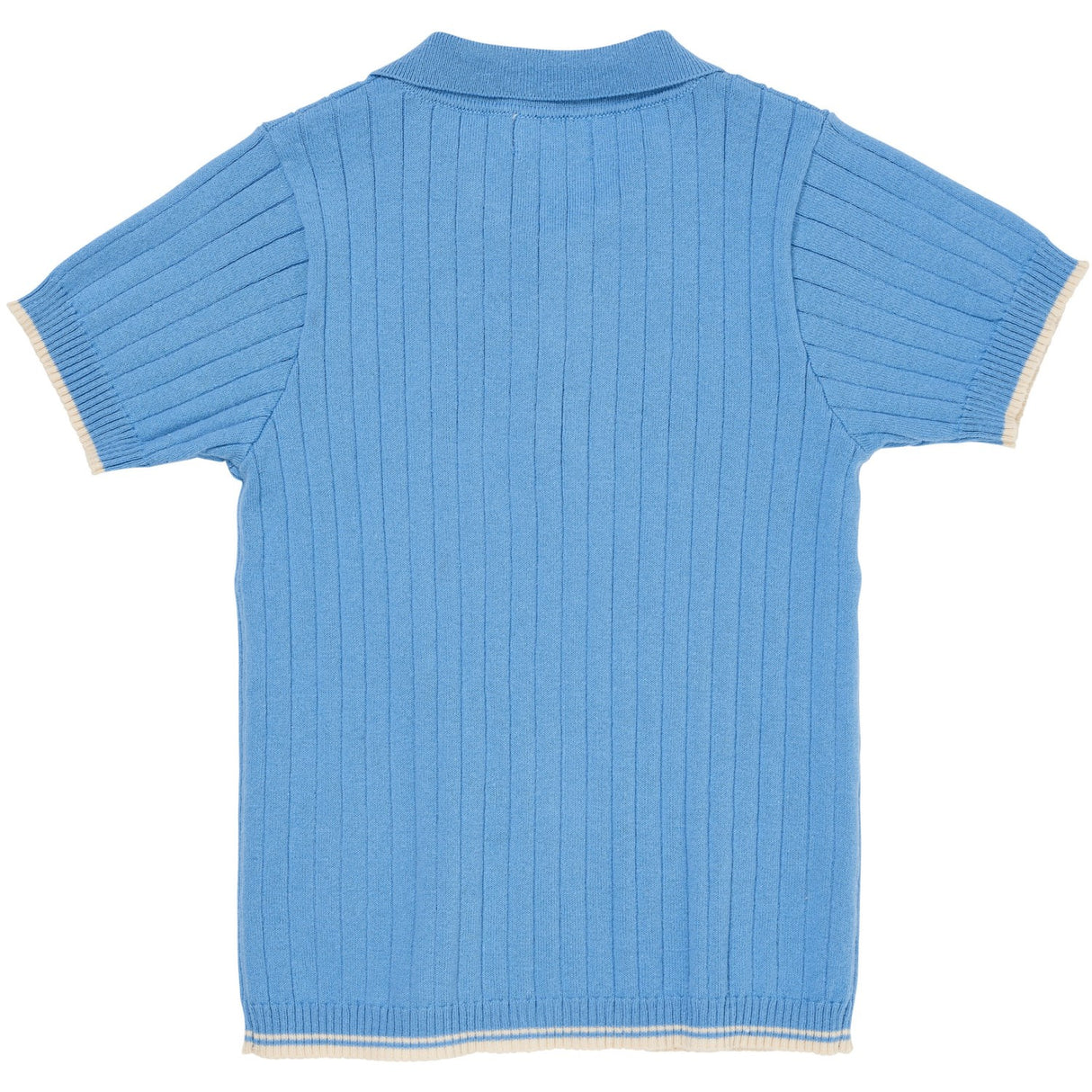 COPENHAGEN COLORS Sky Blue/Cream Comb. Rib Knitted Polo