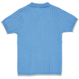 COPENHAGEN COLORS Sky Blue/Cream Comb. Rib Knitted Polo