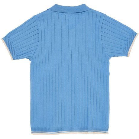 COPENHAGEN COLORS Sky Blue/Cream Comb. Rib Knitted Polo