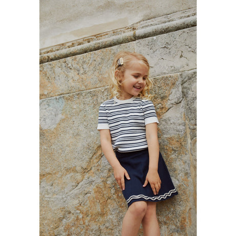 COPENHAGEN COLORS Navy Stripe Knitted Rib T-shirt