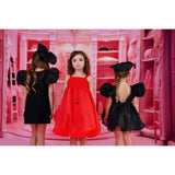 Dolly by Le Petit Tom Black Dolly World V-Back Puff Sleeve Organza Tutu Dress