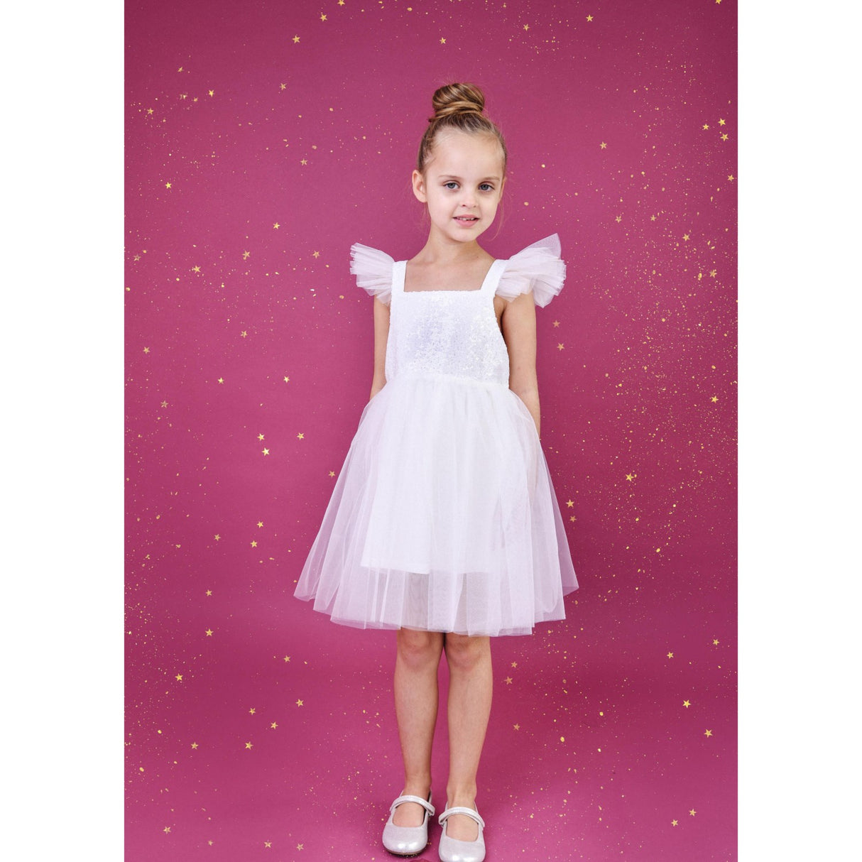 Dolly by Le Petit Tom White Dolly Universe Sequin Glitter Galaxy Tutu Dress