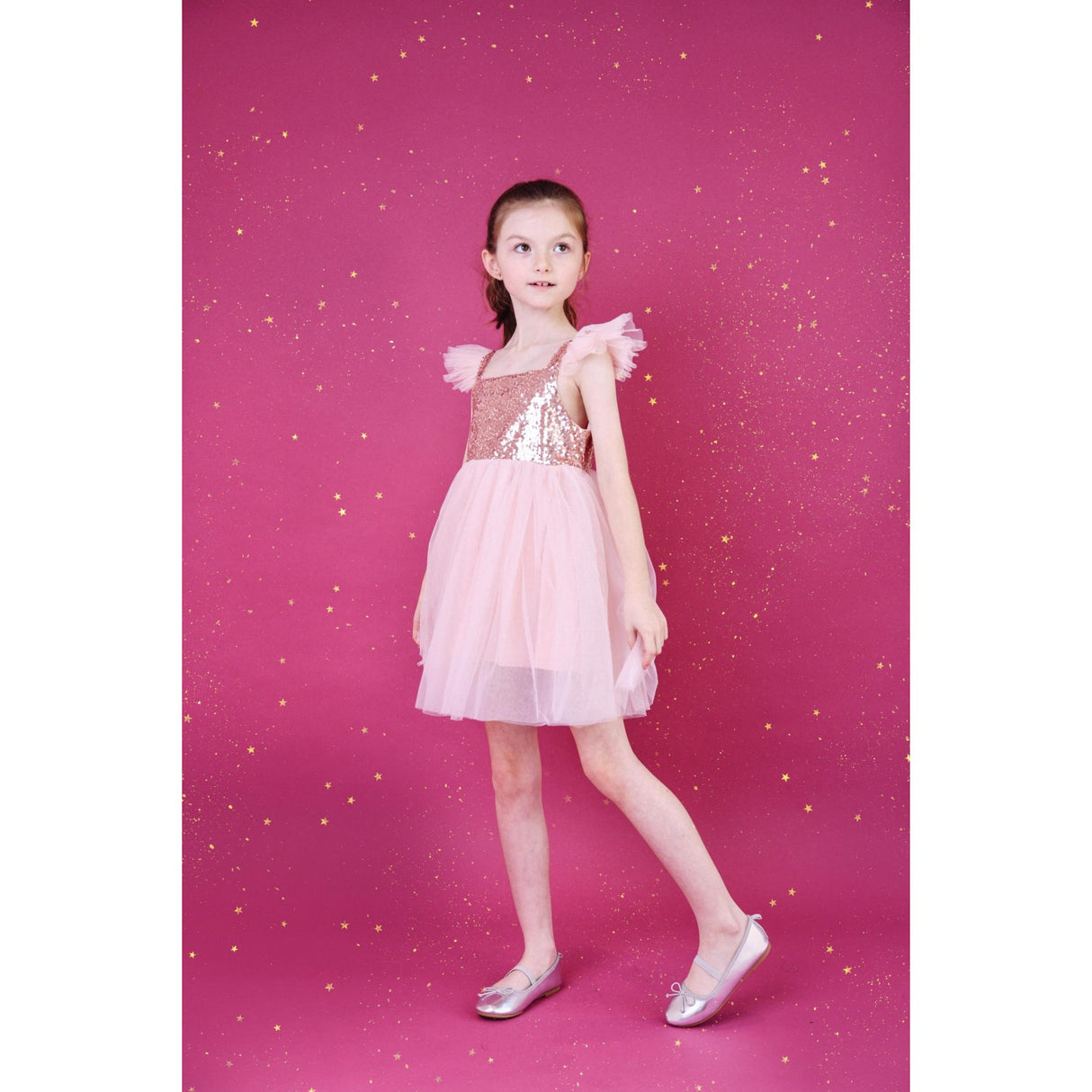 Dolly by Le Petit Tom Pink Dolly Universe Sequin Glitter Galaxy Tutu Dress