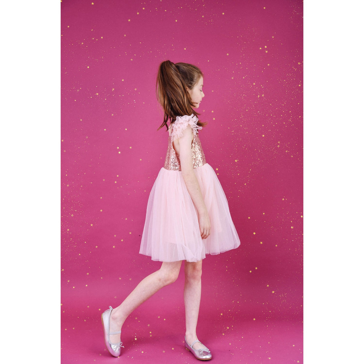 Dolly by Le Petit Tom Pink Dolly Universe Sequin Glitter Galaxy Tutu Dress