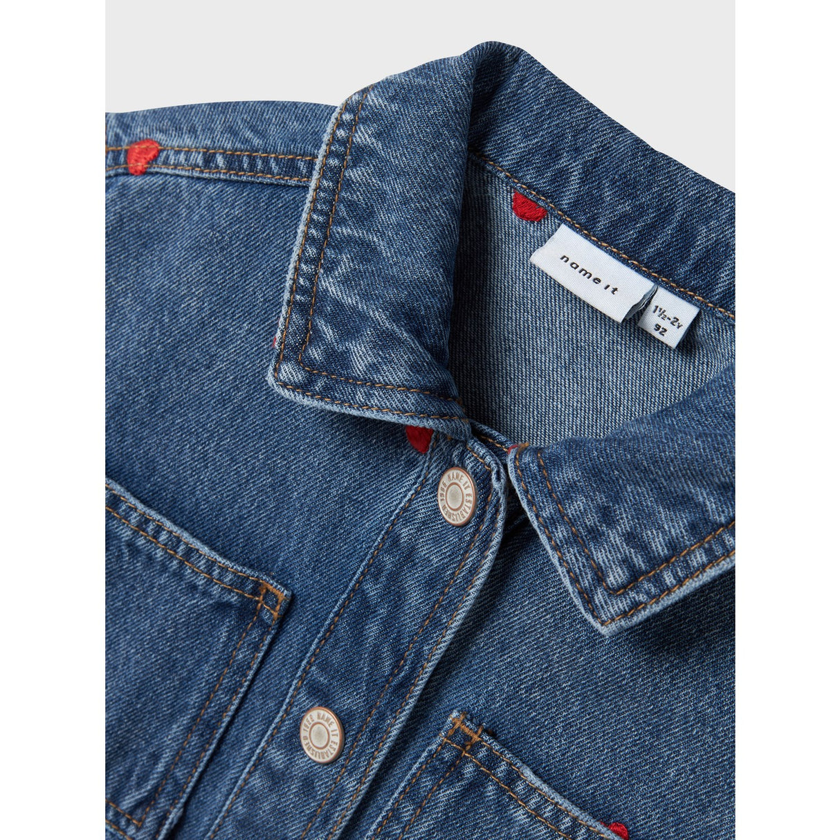 Name It Medium Blue Denim Heart Nina Embroidery Denim Jacket