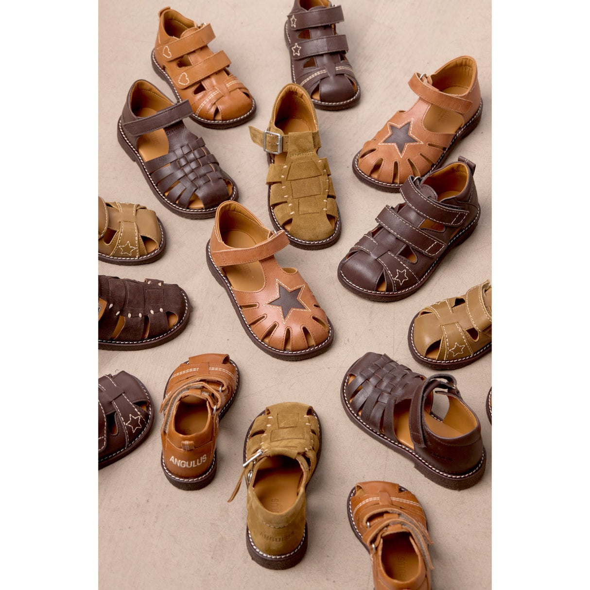 Angulus Dark Brown Braided Leathersandal