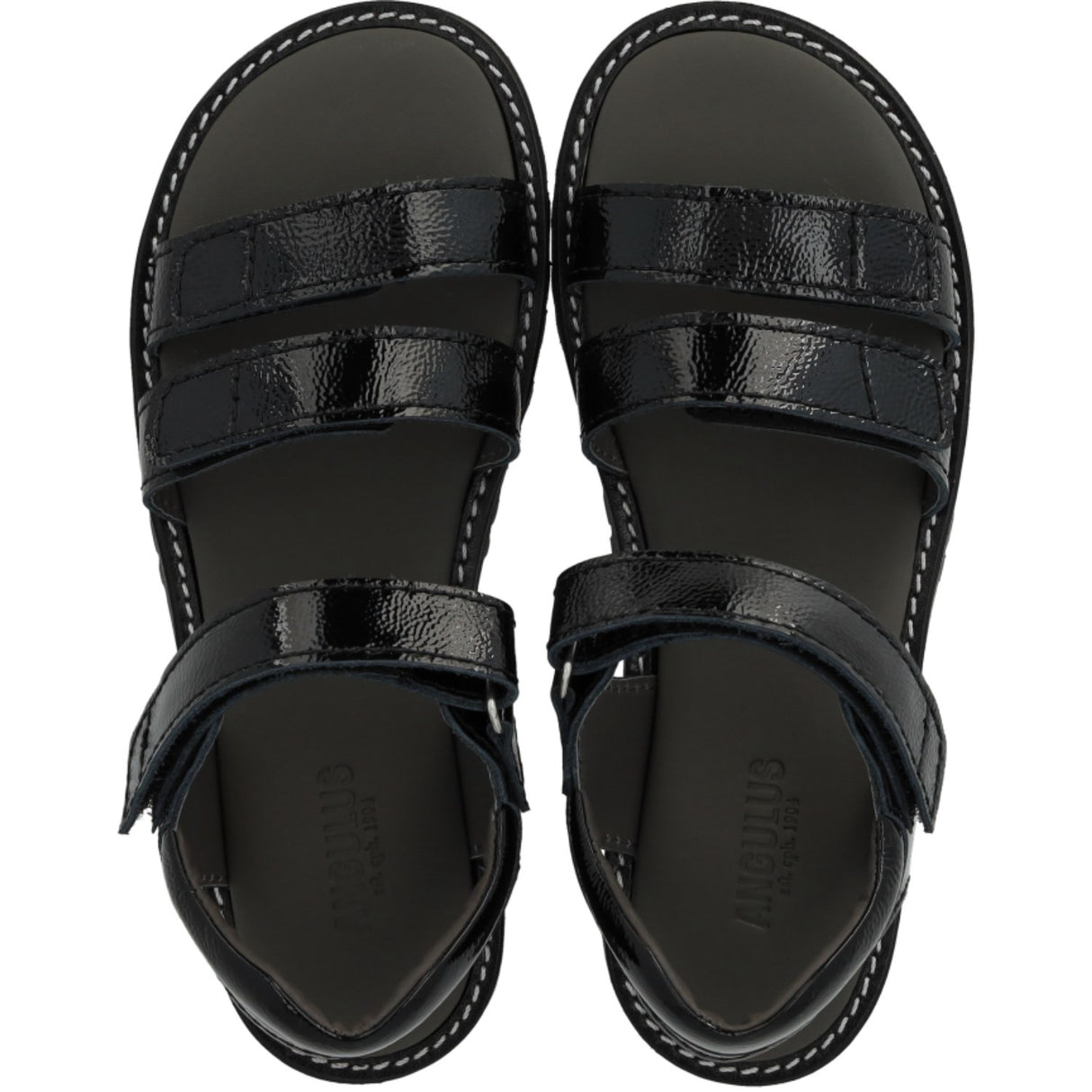 Angulus Black Justerbar Leathersandal Med Velcro