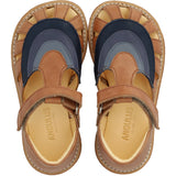 Angulus Tan/Navy/Indigo/Blue FAnd Colourblock Regnbuesandal Med Velcro