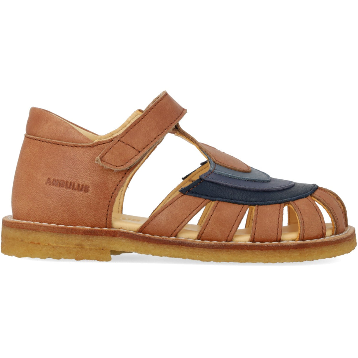 Angulus Tan/Navy/Indigo/Blue FAnd Colourblock Regnbuesandal Med Velcro