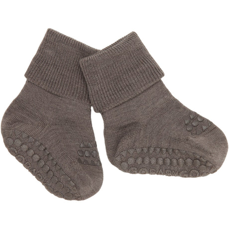 Gobabygo Brown Melange Non-Slip Socks In Merino Wool