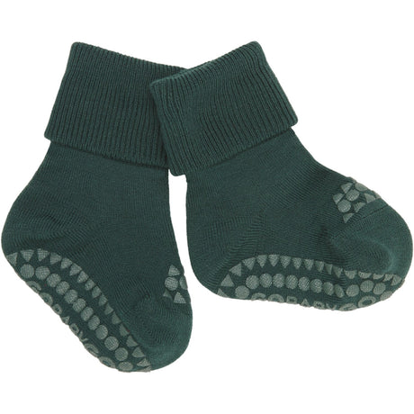 Gobabygo Forest Green Non-Slip Socks In Merino Wool