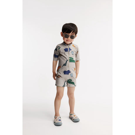 LIEWOOD Dinosaurs / Mist Max Printed Shortsleeve Swim Jumpsuit