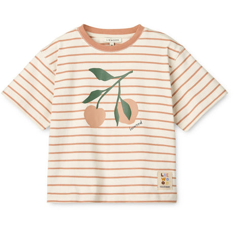 LIEWOOD Peach / Stripe Tuscany Rose / Creme De La Creme Tyler Placement Shortsleeve T-Shirt