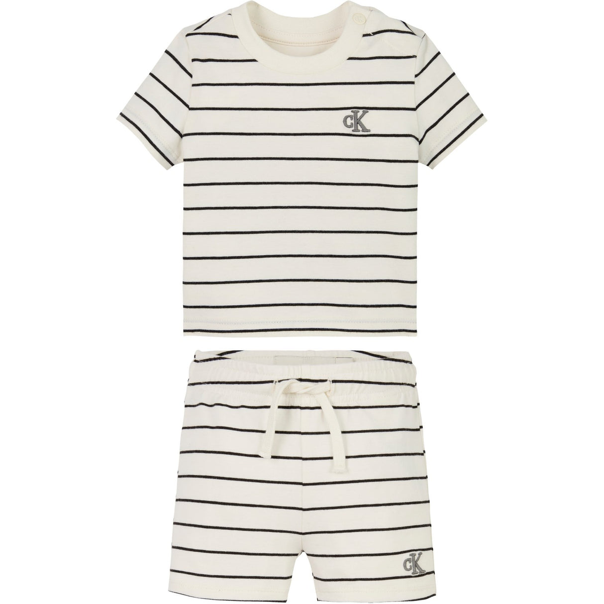 Calvin Klein Tofu / Ck Black Stripe Stripe Ss T-Shirt Shorts Set