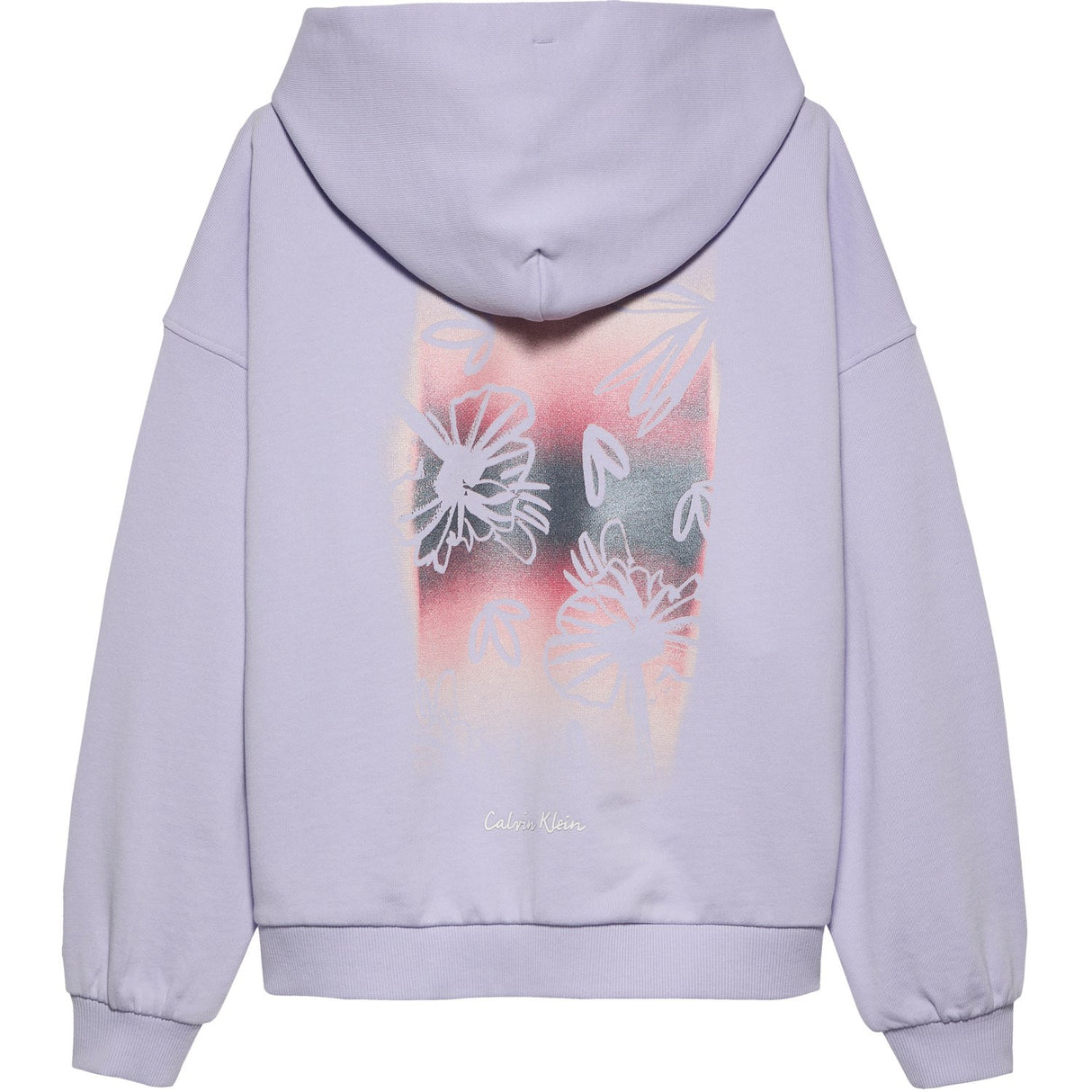 Calvin Klein Purple Heather Flower Back Graphic Hoodie