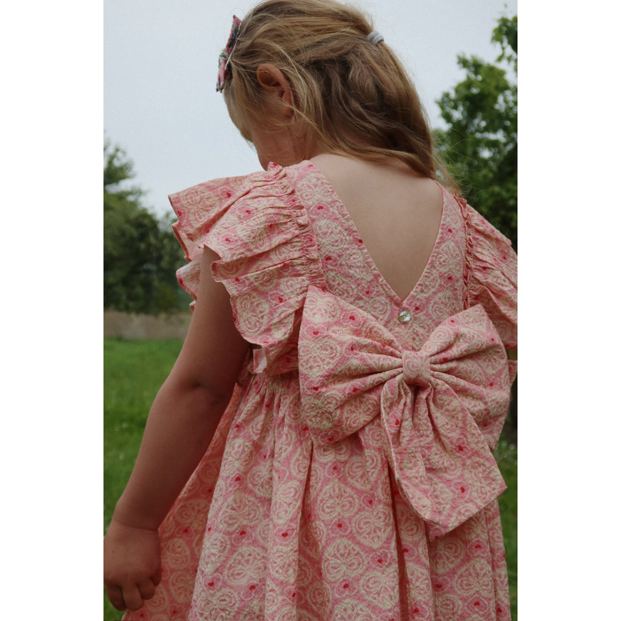 Konges Sløjd Lacy Pink Ava Bow Dress Gots