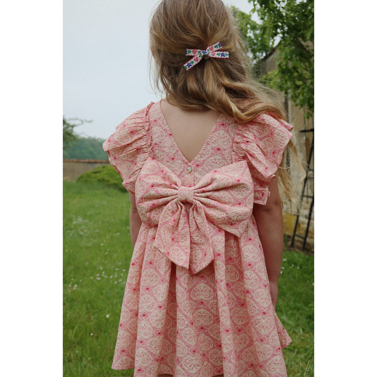 Konges Sløjd Lacy Pink Ava Bow Dress Gots