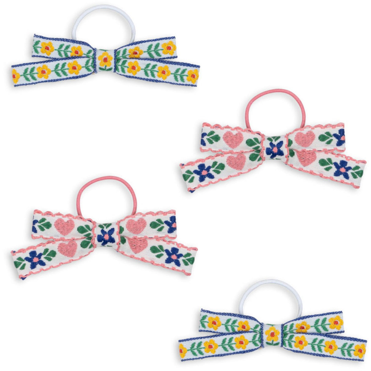 Konges Sløjd White/Rose 4 Pack Mini Bow Elastic