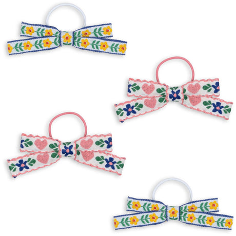 Konges Sløjd White/Rose 4 Pack Mini Bow Elastic