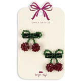 Konges Sløjd Red/Glitter 2 Pack Cherry Hair Clip