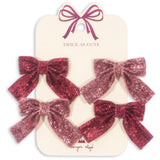 Konges Sløjd Pink Mix 4 Pack Glitter Bow Hair Clips